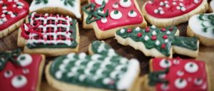 red and green Christmas cookies